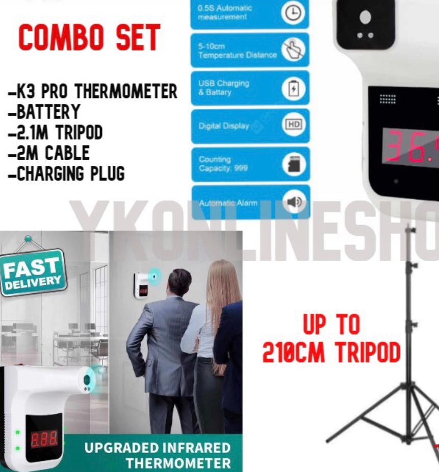 K3 Pro Infrared Red Thermometer With Stand Free Battery