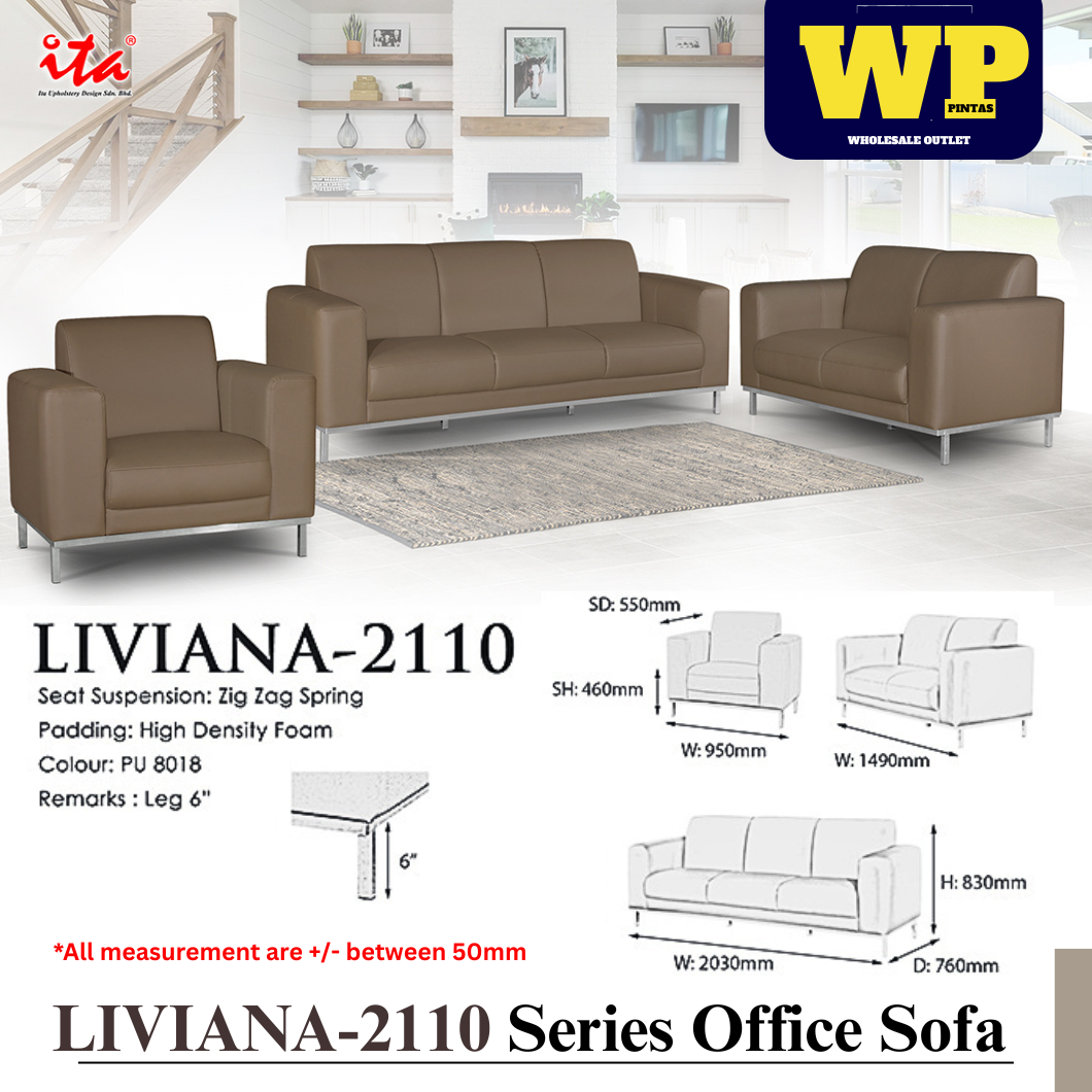 ITA UPHOLSTERY DESIGN LIVIANA SERIES OFFICE SOFA - ALL SIZE / SINGLE SEATER / DOUBLE SEATER / TRIPLE SEATER / 1+2+3 SEATER SET / VISITOR SOFA / PU LEATHER / FABRIC / SOFA PELAWAT / SOFA PEJABAT / SOFA / LIVIANA-2110