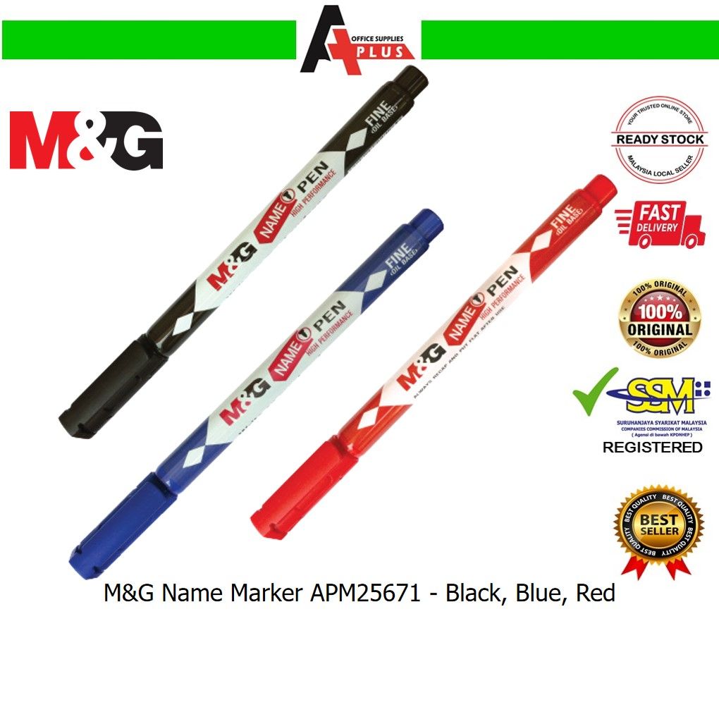M&G Name Marker APM25671 / Marker Dakwat Kekal - Black, Blue, Red