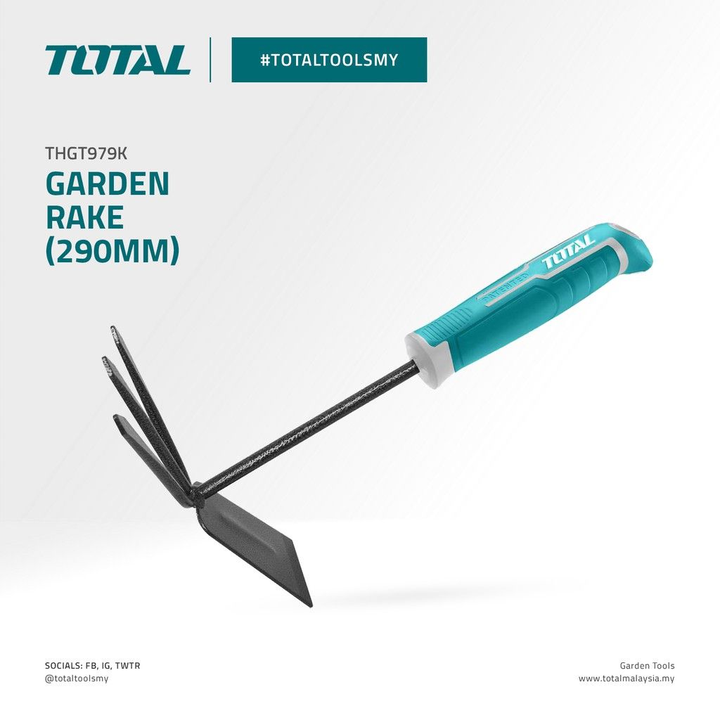 TOTAL THGT979K GARDEN RAKE (WIDTH RAKE: 75MM HOE: 50MM)