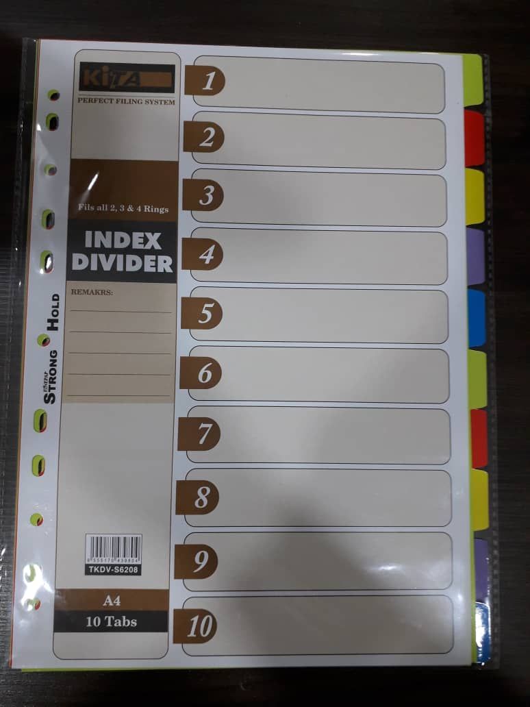INDEX DIVIDER 10 COLOUR PLASTIC KITA