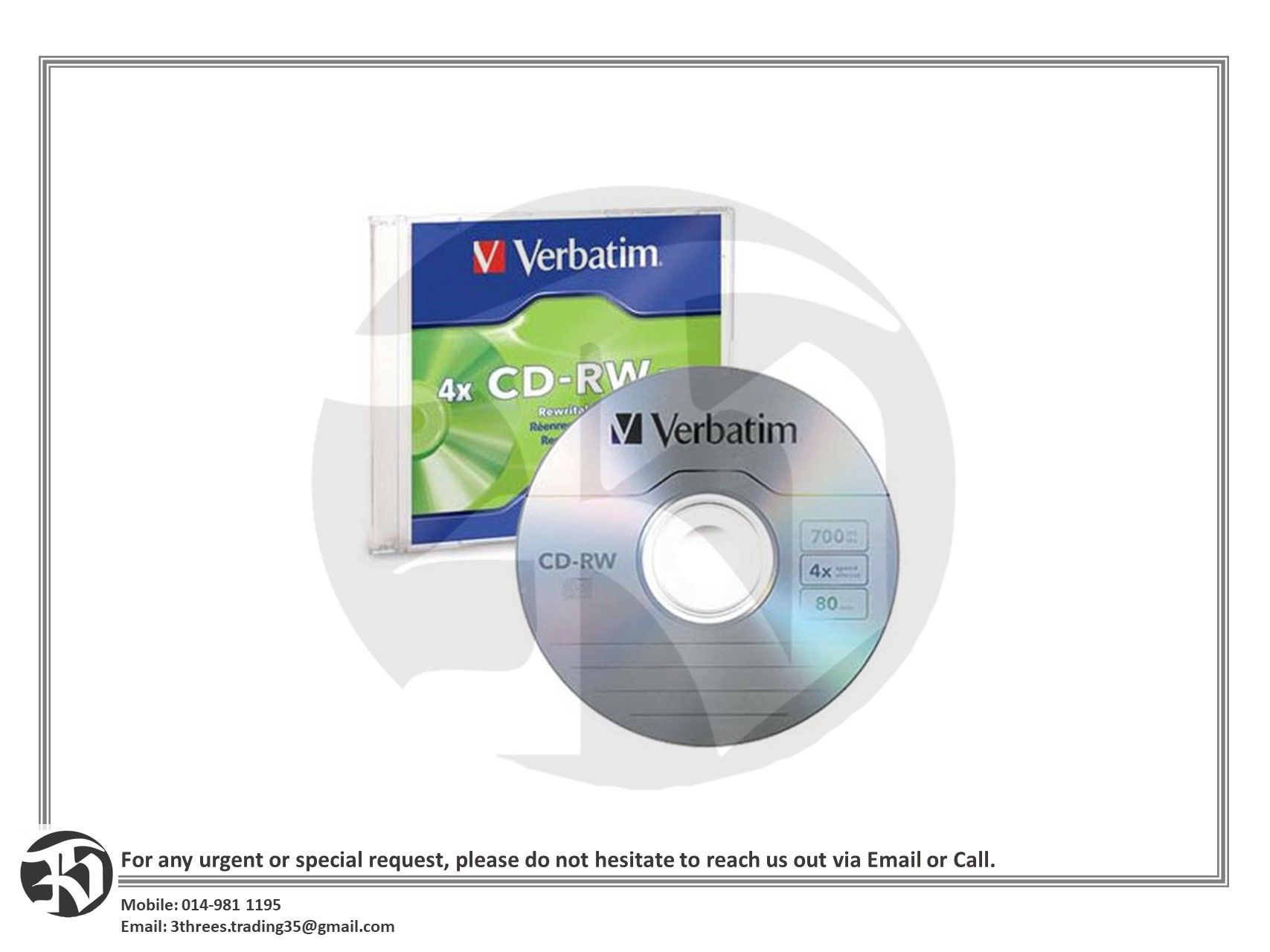 Verbatim CD-RW 700MB 4x Writing Speed
