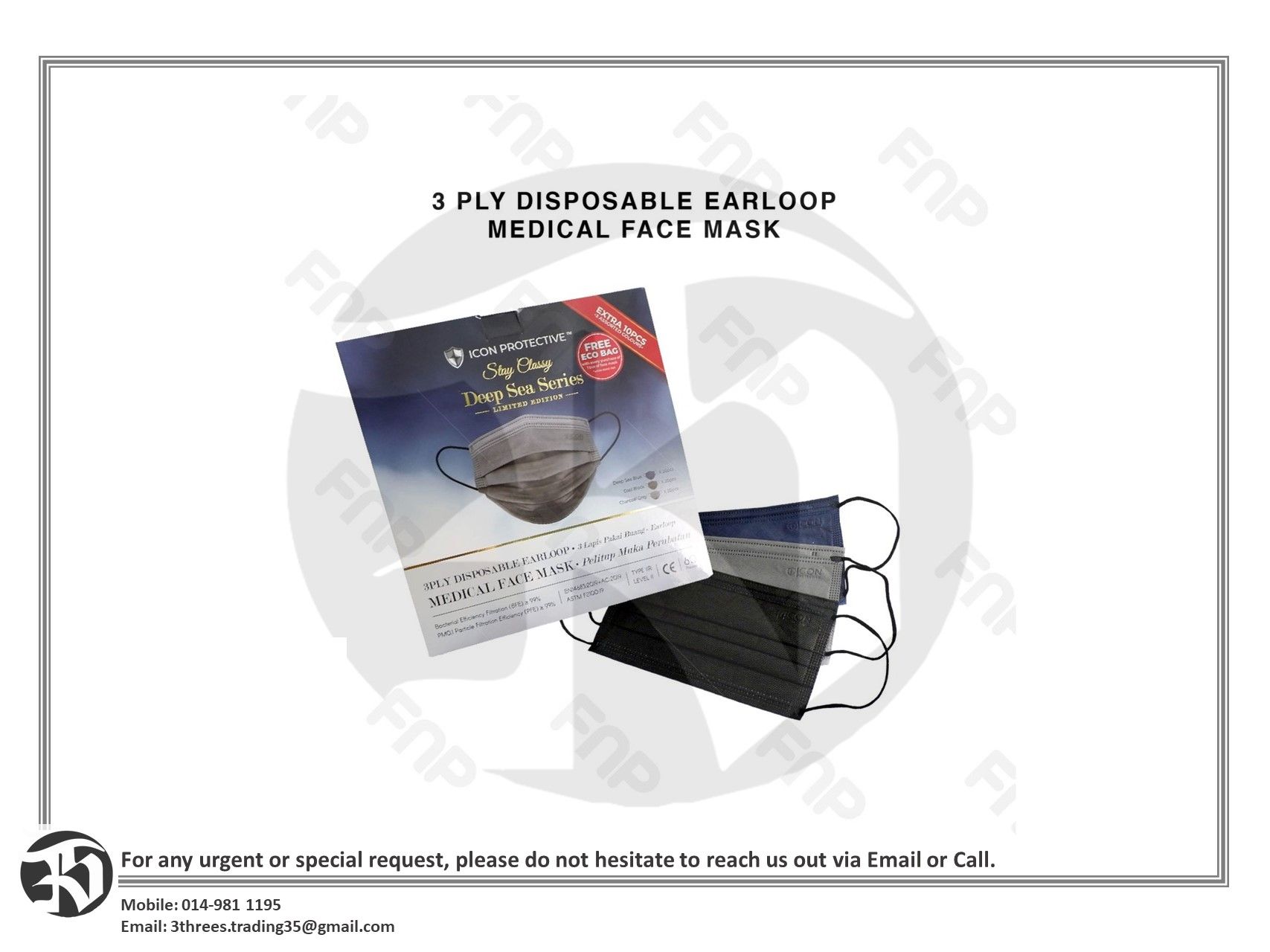 SSST Icon Premium Surgical Mask 3ply Utra Soft BFE & PFE >99%