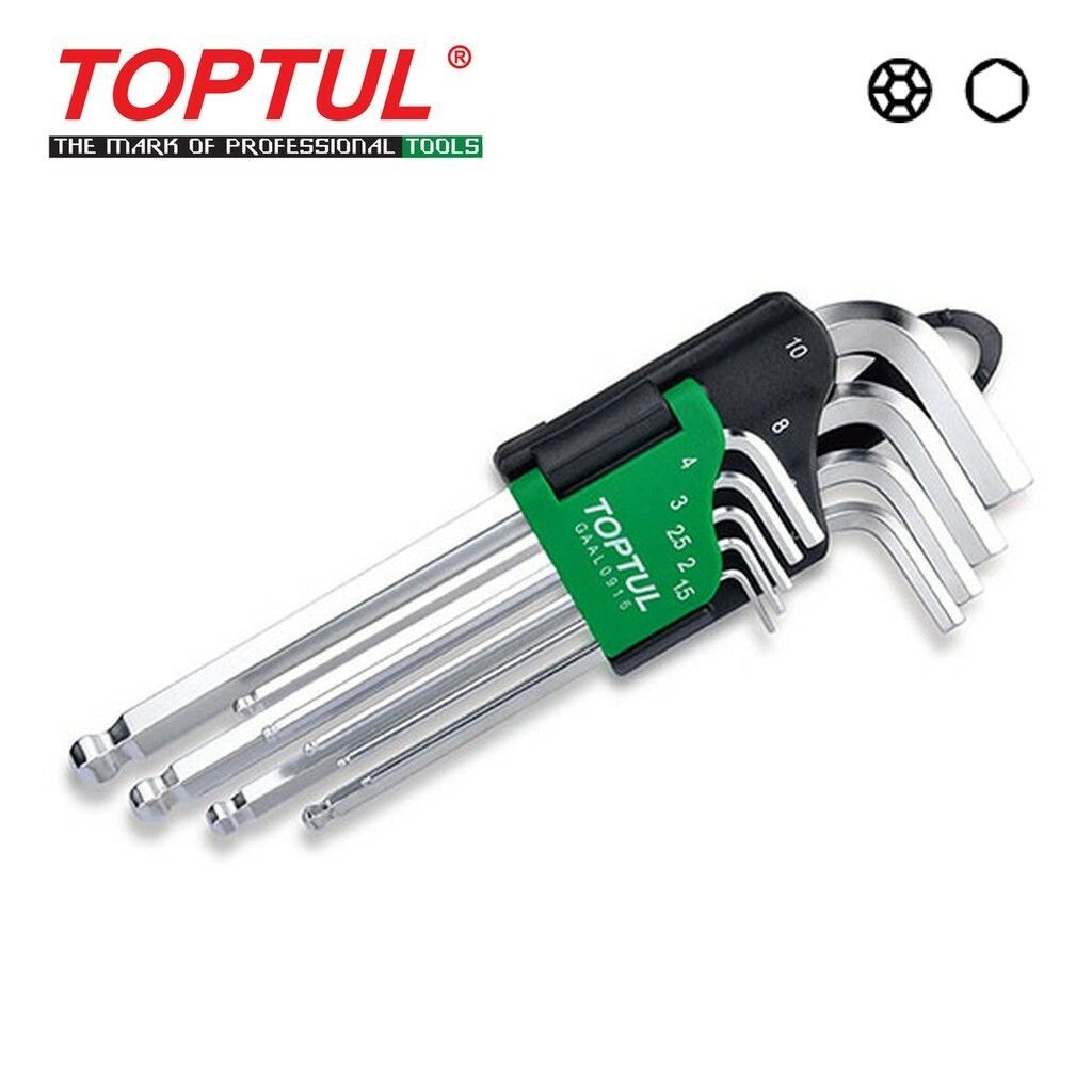 TOPTUL 9PCS LONG TYPE BALL POINT HEX KEY WRENCH SET GAAL0916