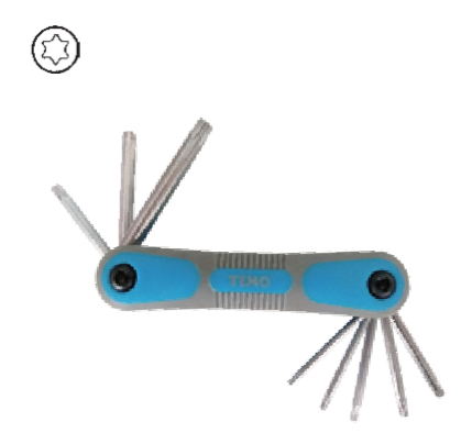 Temo 8Pc Foldable Torx Key Wrench Set - Satin Chrome - T9-T40