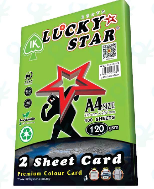 LUCKY STAR A4 2 SHEET CARD DARK COLOR 100 SHEET 120GSM - LS230 DARK GREEN