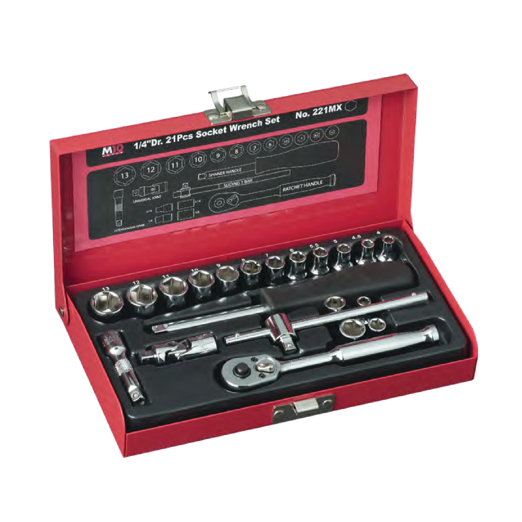 M10 1/4" Dr Socket Set (6 PT - Metric & Inch Size) : 221MX