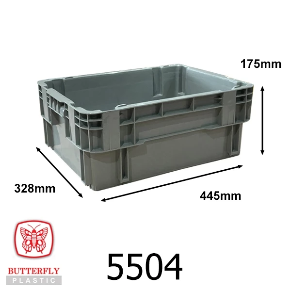 Heavy Duty Crate / Stackable and Nestable Container (328mm x 445mm x 175mm)