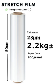 Wrapping Stretch Film Packaging Plastic | Clear 50cm x 23 Micron/2.2kg