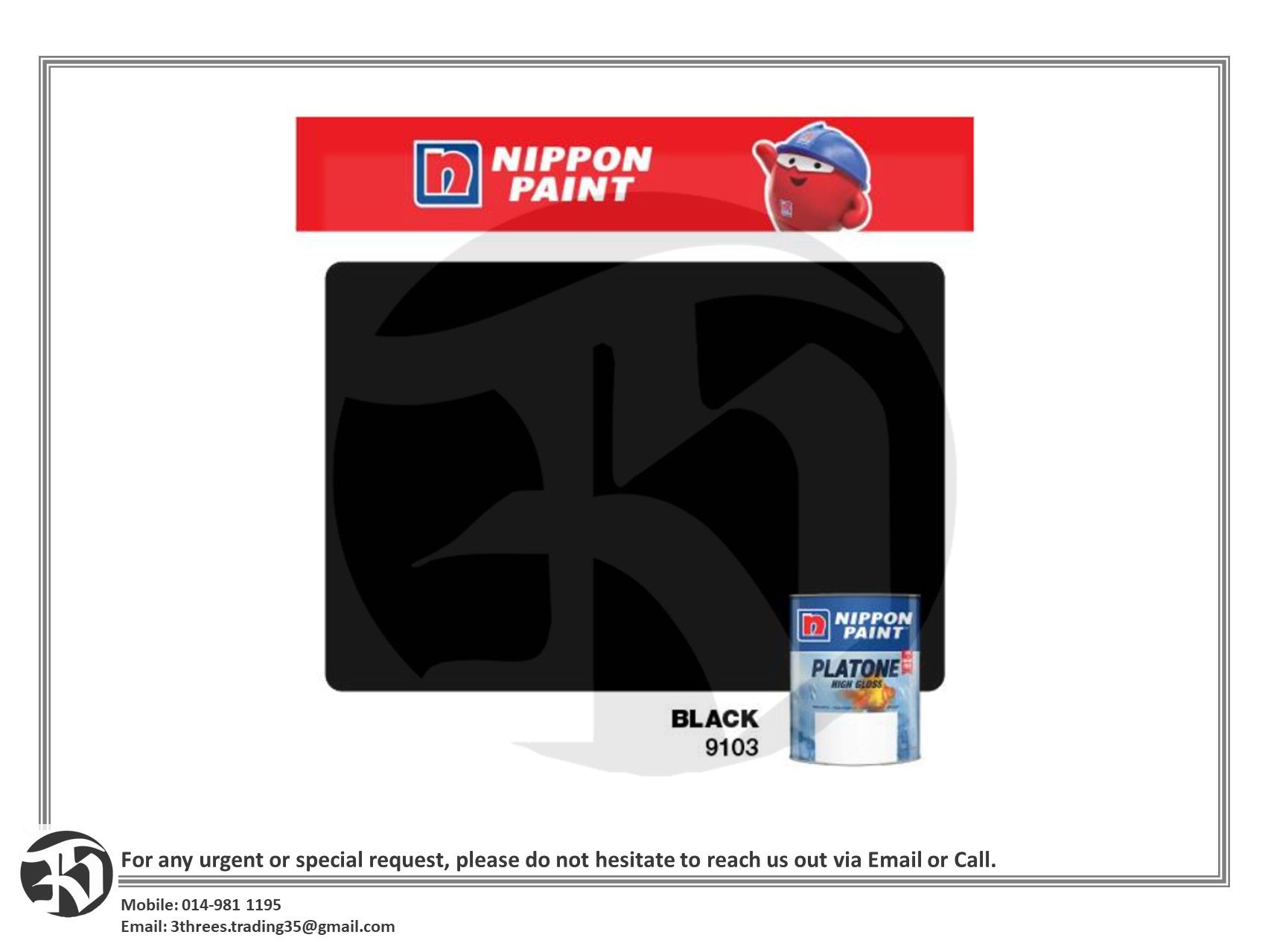 Nippon Paint Platone Oil Based Black 1L