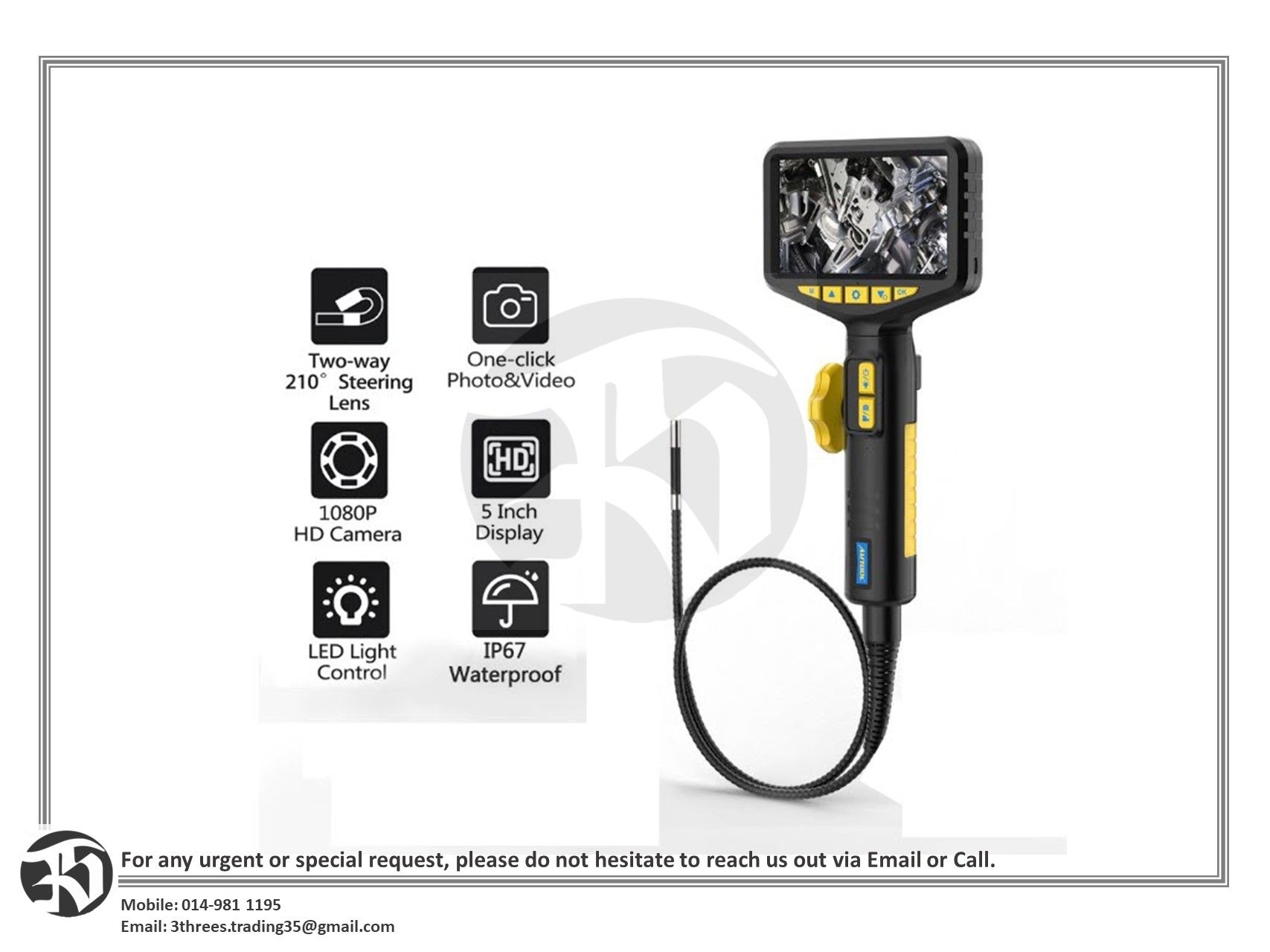 5" HD Display Industrial Endoscope 1080P