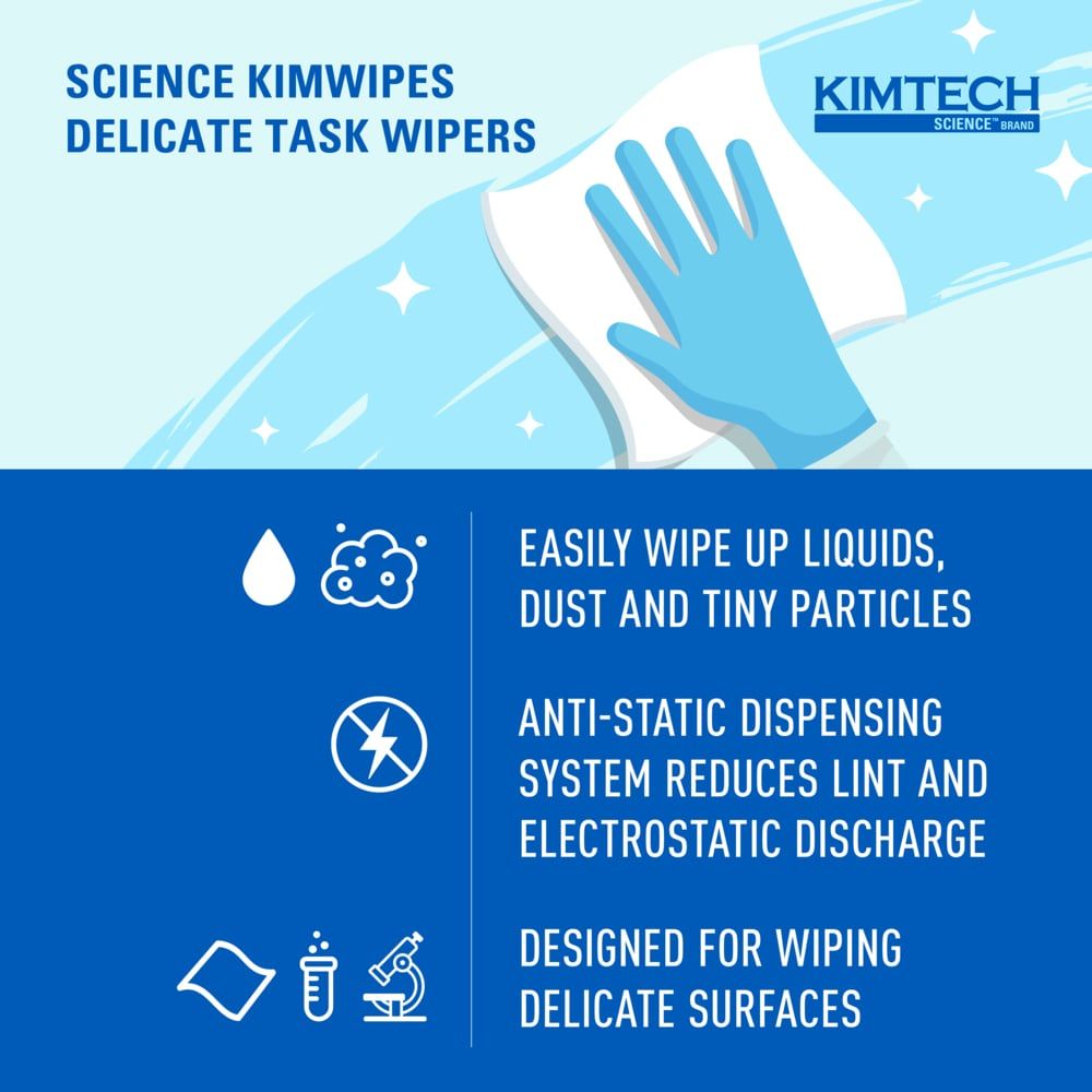 Kimtech Science鈩�Kimwipes鈩�Delicate Task Wipes, 286 Sheets/Box, 60 Boxes/Case