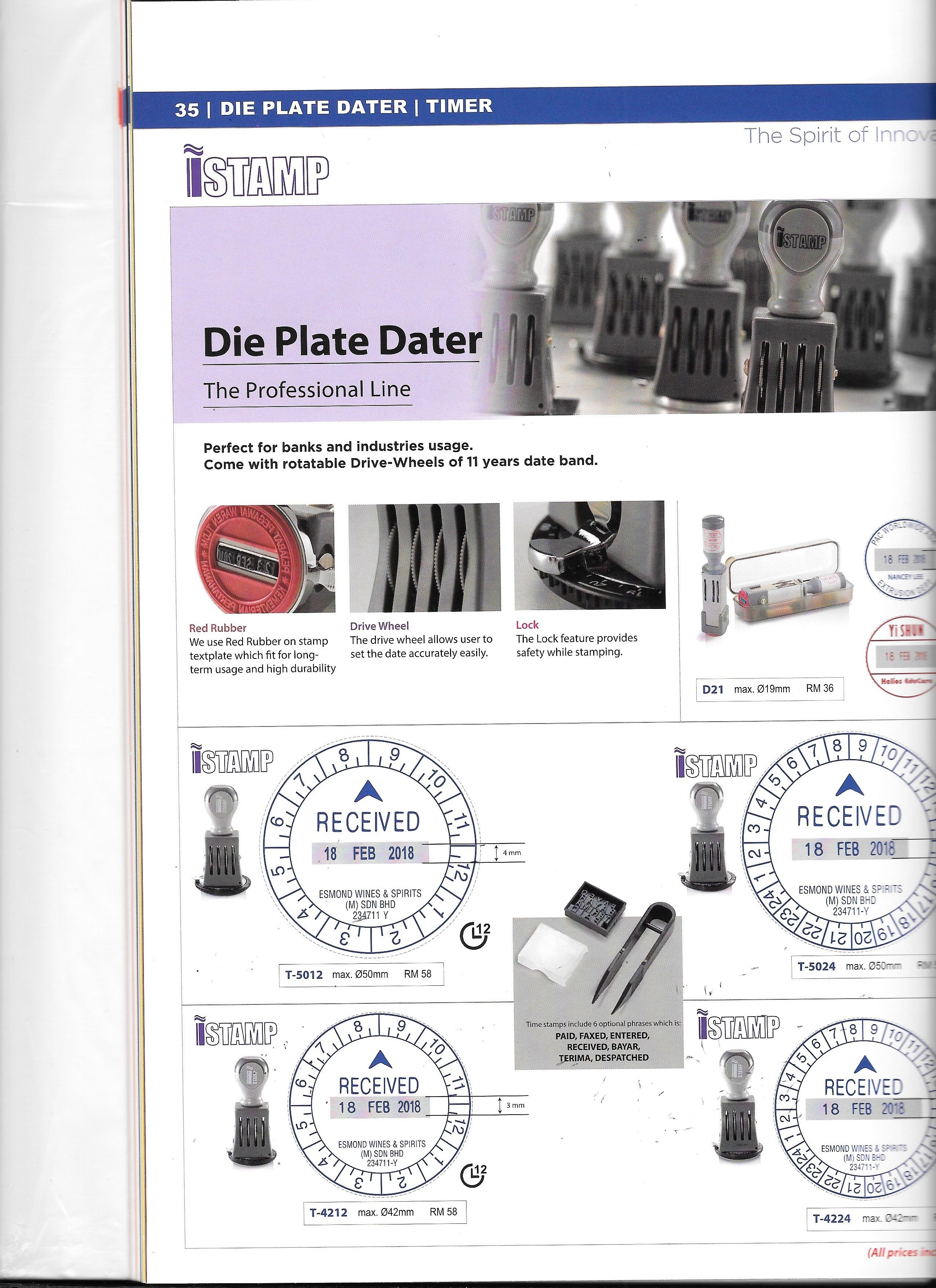Istamp Die Plate Dater & Time