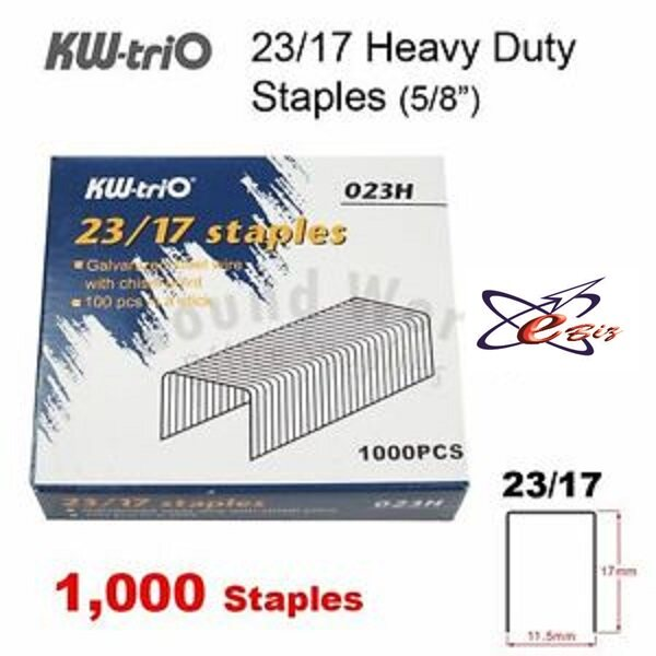 KW-TRIO 023H 23/17 HEAVY DUTY STAPLER 23/17 STAPLES (5/8") -1 boxs x RM 6.00 - 1000pcs (Staples, KW Staples, Heavy Duty Staples, Bullets)