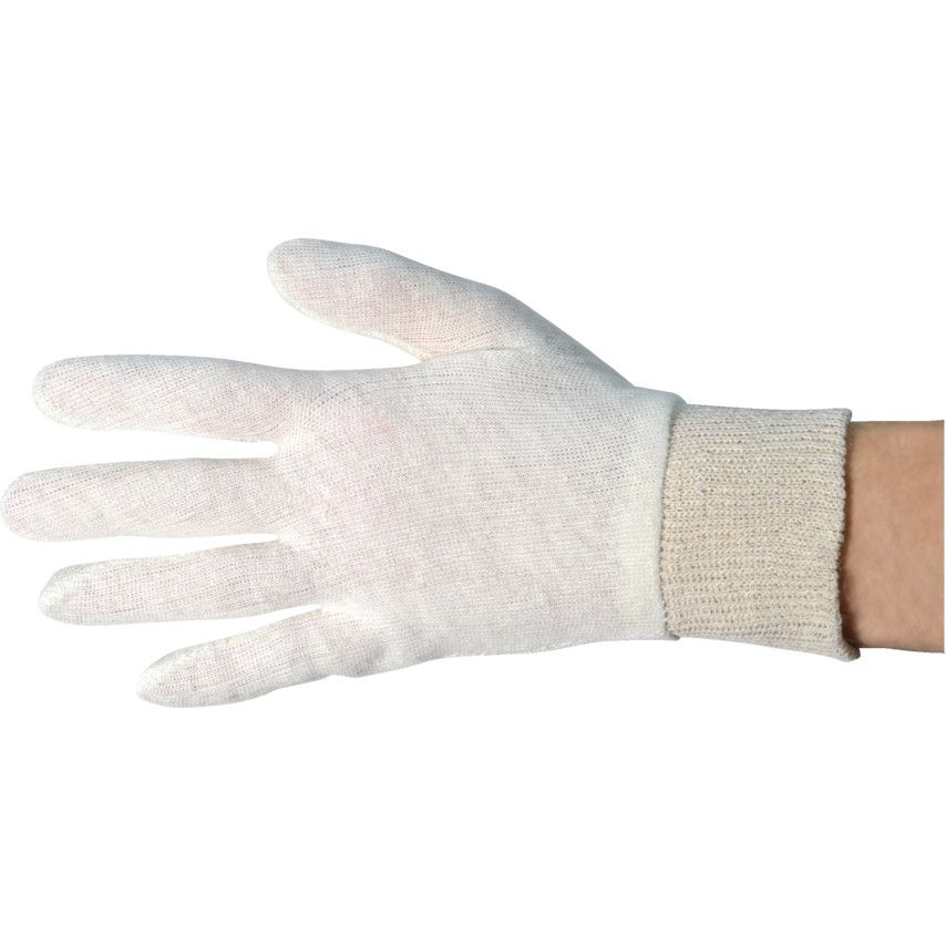Sitesafe General Handling Gloves, White, Uncoated Coating, Cotton Liner - L (SSF9613020K) [12S]