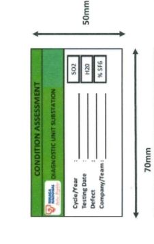 STICKER CONDITION ASSESSMENT SIZE: 70mm x 50 mm - PRE PRINT( TNB)