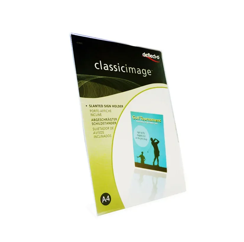 DEFLECTO SIGN HOLDER A4 L SHAPE SLANTED PORTRAIT