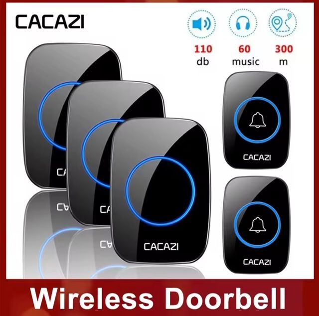 CACAZI A10 wireless doorbell 2 Transmitter 3 Receiver 100-240V waterproof 300M range door bell home 38 chimes door ring