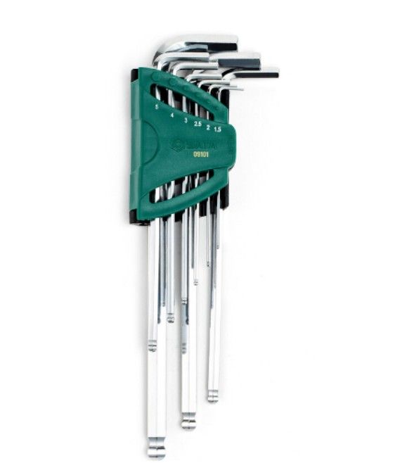 SATA 09101CH Colour Series 9pcs Extra Long Antislip Ball Point Hex Key Set Allen Key