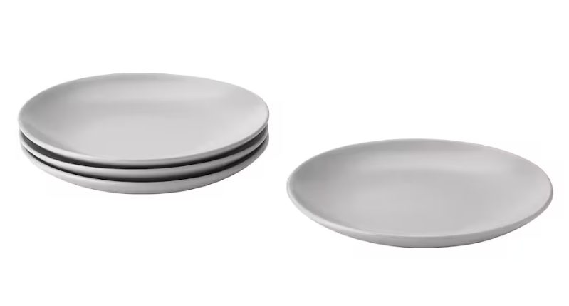 *FÄRGKLAR Side plate, matt light grey, 20 cm, 4 PCS per Pack