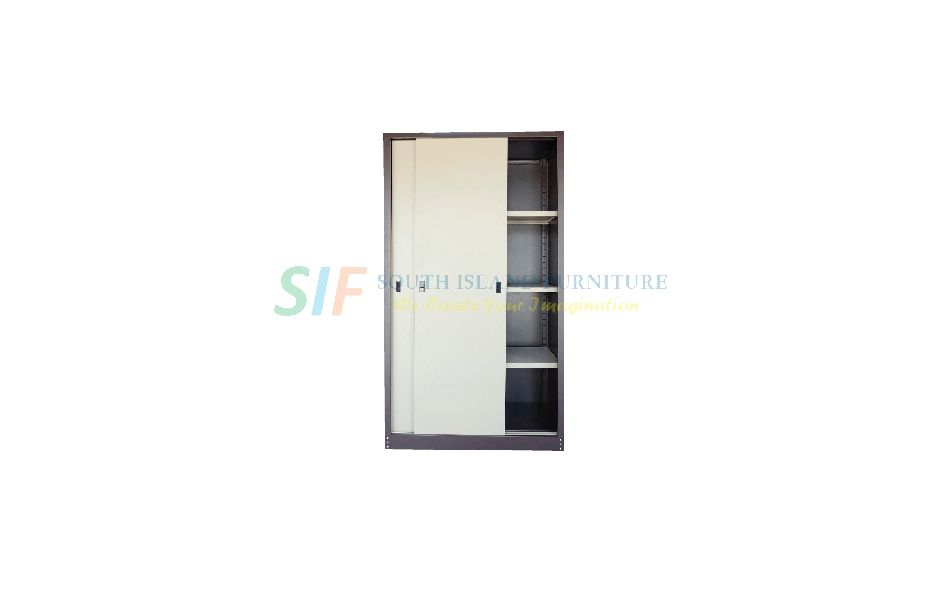 High/Full Cupboard with Steel Sliding Door 3 Adjustable Shelves (915 x 457 x 1828 mm)