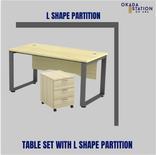 VS OFFICE TABLE WITH MOBILE PEDESTAL + L SHAPE PARTITION (WORKSTATION)
