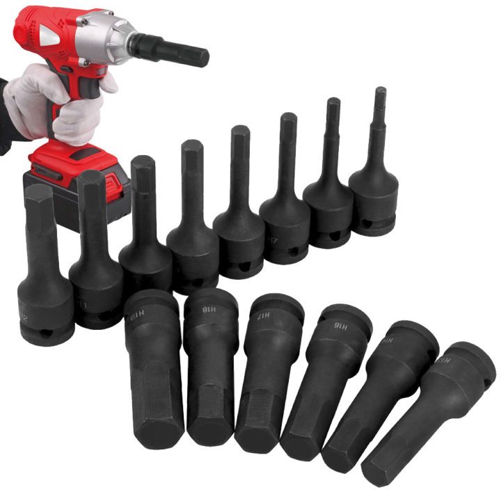 12.5MM ADAPTER ELECTRIC DRILL SOCKET ADAPTER AIR IMPACT WRENCH HEX HEAD SOCKET WRENCH ADAPTER - SIZE : H6 -H19