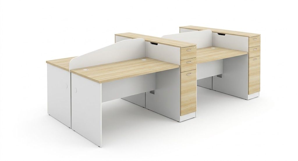 WORKSTATION SET CLUSTER OF 4 (B-BMW 4-SET) / WORKSTATION / WORKSTATION SET / B-SERIES / B-SERIES WORKSTATION / OFFICE TABLE SET / CLUSTER OF 4 / 4 SEAT / INCLUDED SIDE 2 DRAWER / TABLE SIDE DRAWER