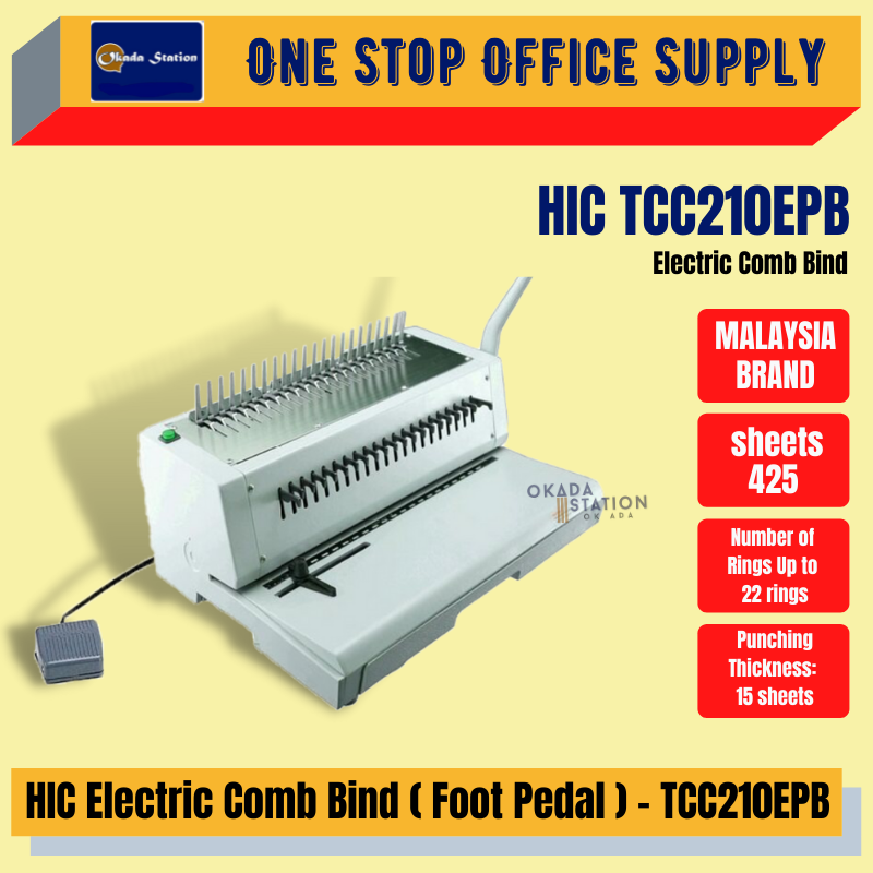 HIC TCC210EPB Electric Comb Bind / Foot Pedal / Binding Machine