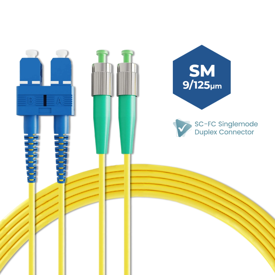 SC/UPC-FC/APC SINGLEMODE DUPLEX FIBER OPTIC PATCH CABLE 15M
