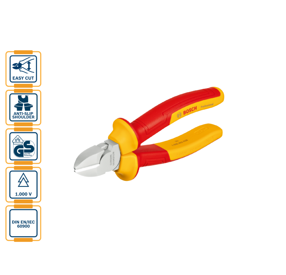 BOSCH INSULATED (VDE) DIAGONAL SIDE CUTTER PLIER 160MM (1600A02ND9)