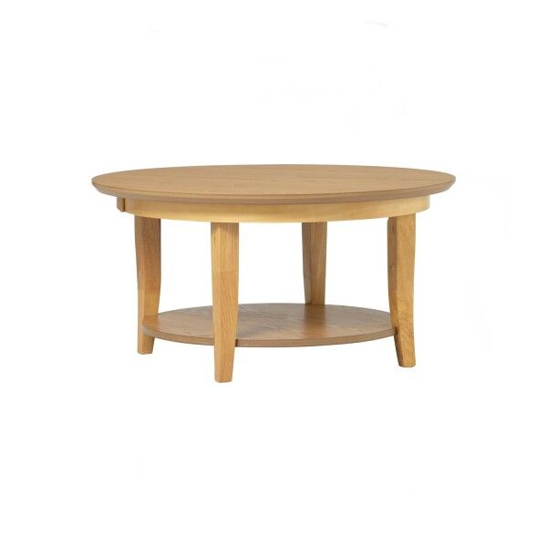 round coffee table in Natural and square coffee table in White colour
