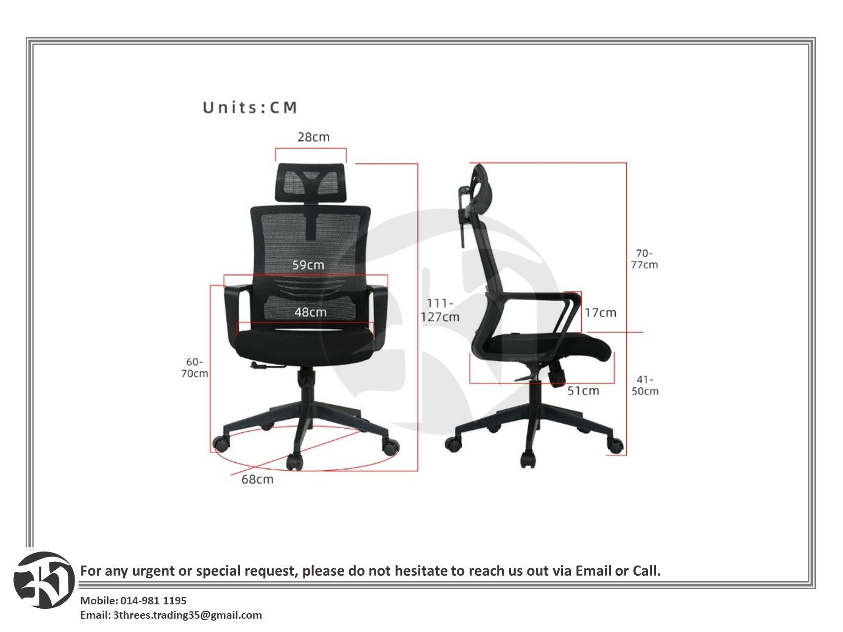 Ergonomic High Back Office Chair (SELF ASSEMBLY)