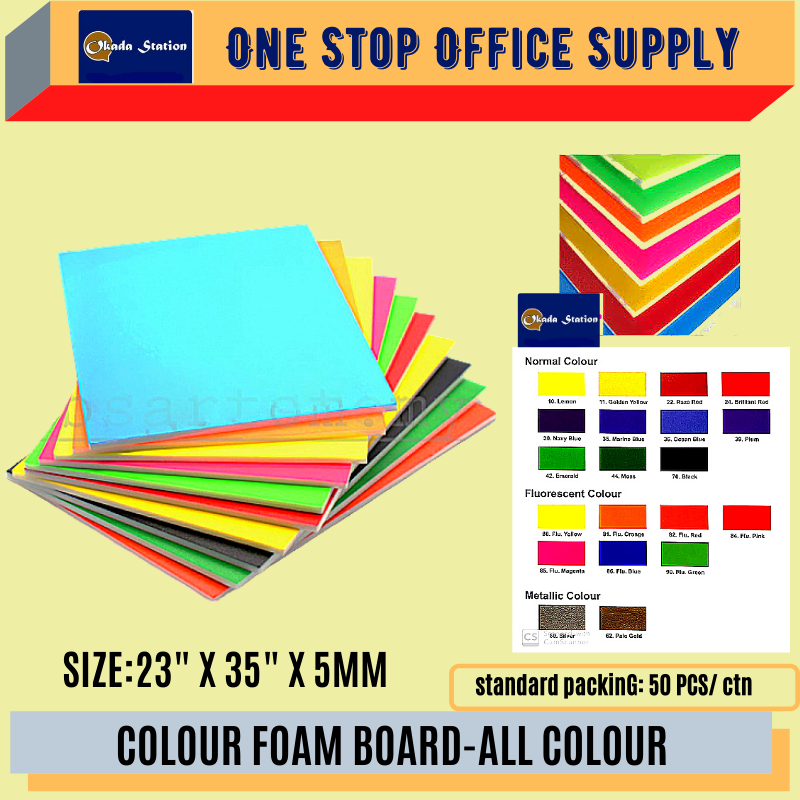 COLOUR FOAM BOARD -23" X 35" - ALL COLOUR /Foam Board /Board /Colour Foam Board /Polystyrene Board /23" X 35"