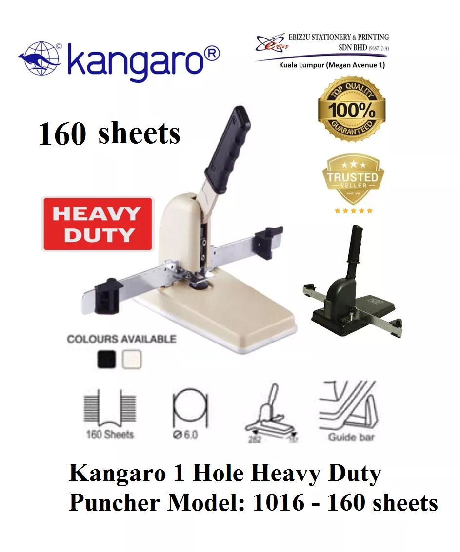 Kangaro 1 Hole Heavy Duty Puncher Model: 1016 - 160 sheets (1016, penumbuk 1 lubang, puncher paper, 1 Hole Puncher)