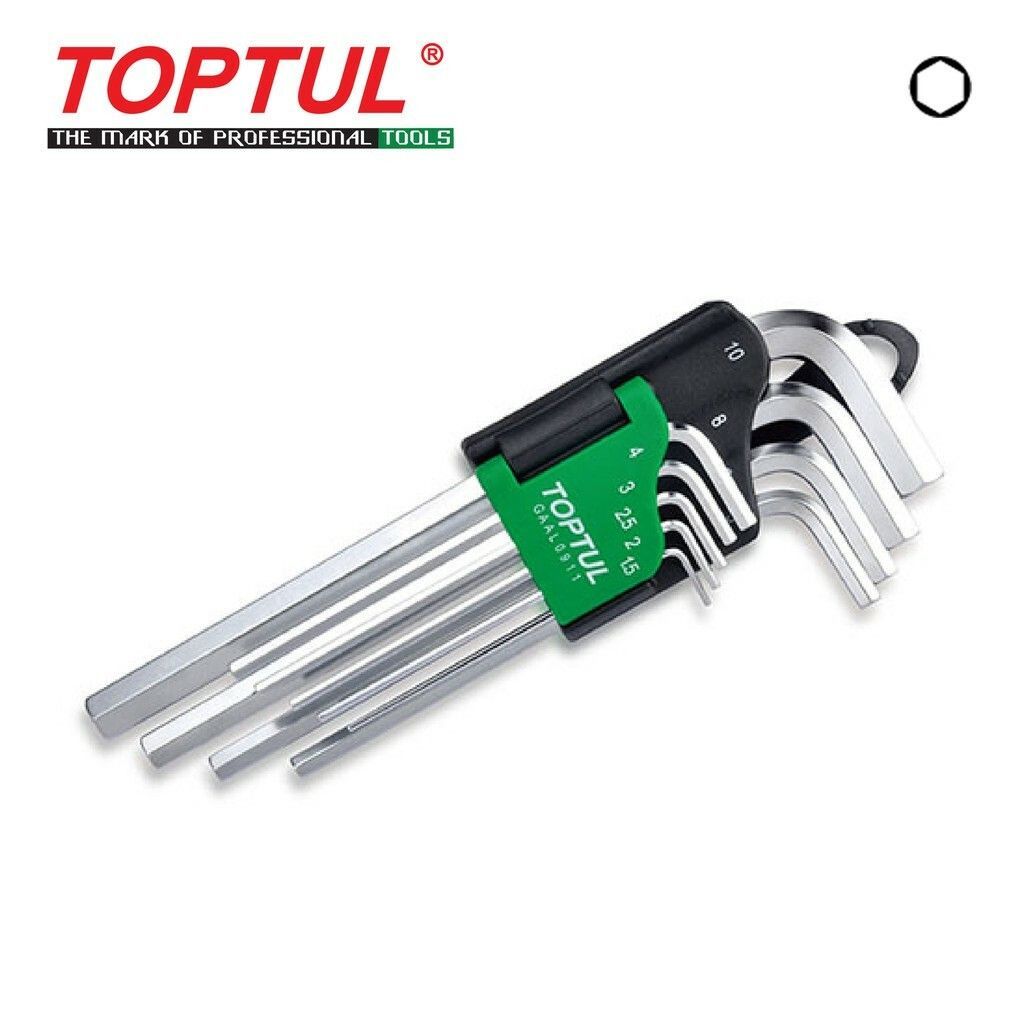 TOPTUL 9PCS LONG TYPE HEX KEY WRENCH SET GAAL0911