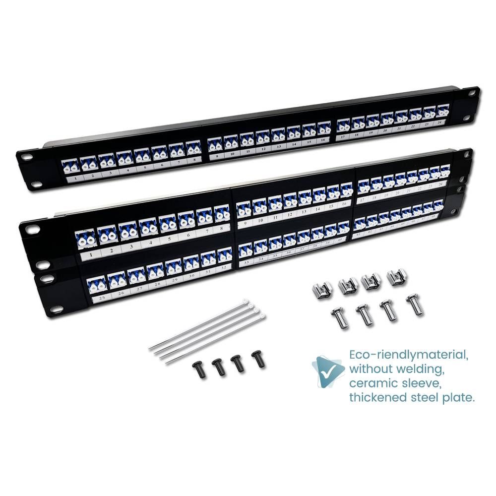 LC 48 / 96 PORTS 1U / 2U 19" METAL FTTH RACKMOUNT PATCH PANEL