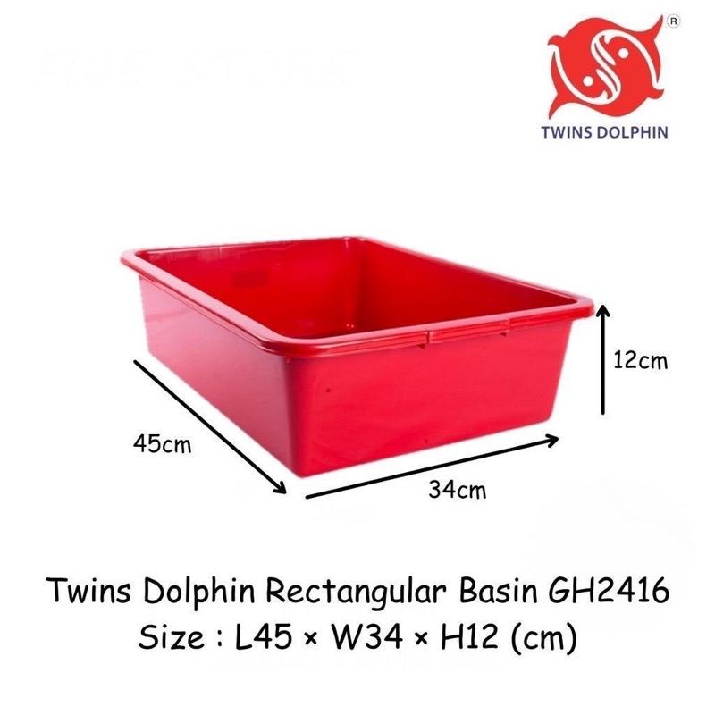 Plastic Square Tray for Hydroponic L45 x W34 x H12 cm (RED)