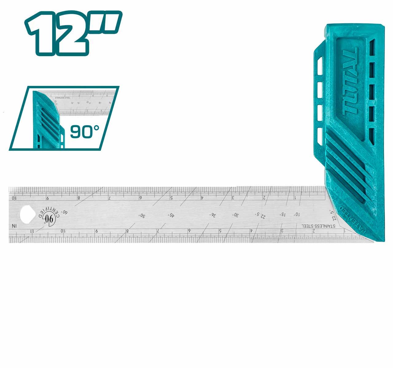 TOTAL ANGLE SQUARE (12") LENGTH: 300MM WIDTH: 40MM THICKNESS: 1.5MM STAINLESS STEEL - TMT61126