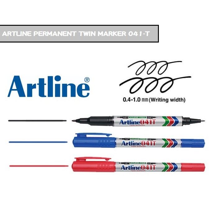 *Artline 041T Twin / Dual Tip Permanent Marker Pen