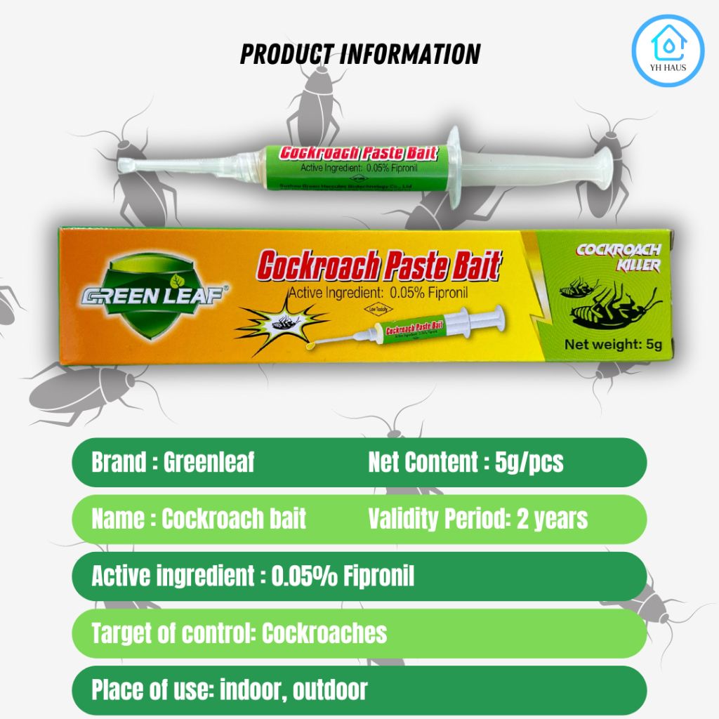 Green leaf Cockroach GEL BAIT/Cockroach Insecticide / Ubat racun Lipas (5g)