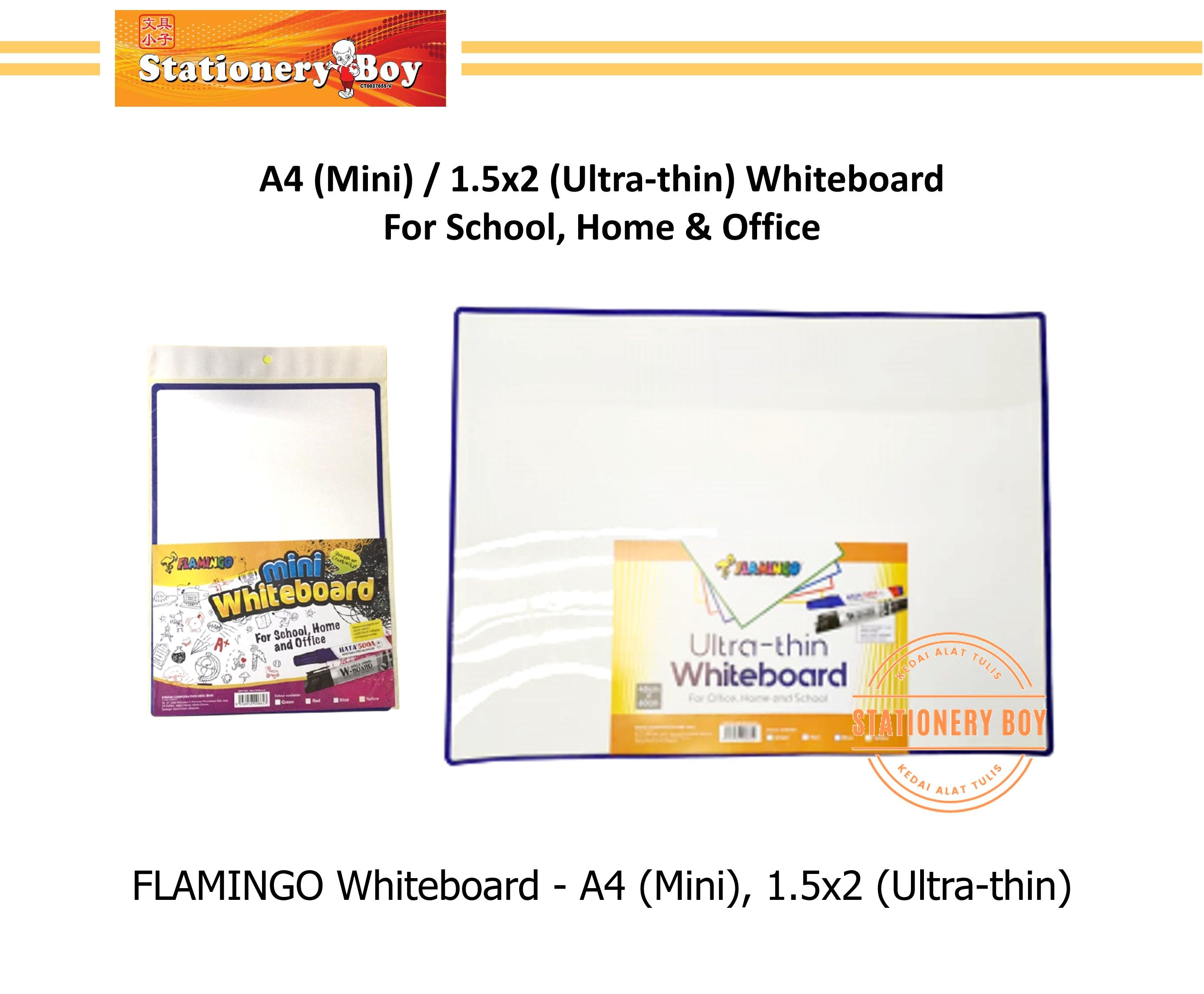 FLAMINGO Mini Whiteboard / Papan Putih Mini - A4 Size, 1.5'x2'
