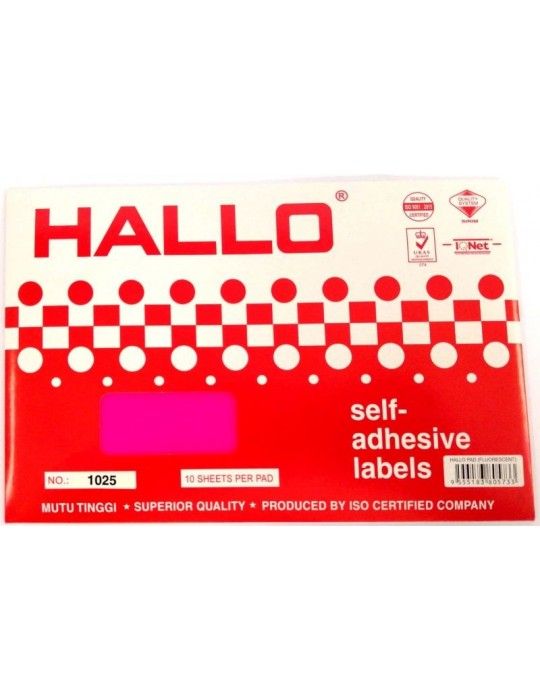 HALLO SELF ADHESIVE COLOUR LABEL (10 SHEETS / PAD)
