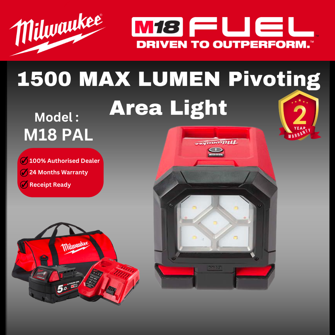 Milwaukee M18 Pivoting Area Light 1500 Lumen / M18 PAL / Work Area Light / Working Light / Torch Light / Flash Light / Work Light / Lampu Kerja / Milwaukee Light / Milwaukee Lampu