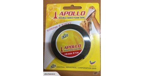 Apollo Double Sided Foam Tape Black 18mm x 1m