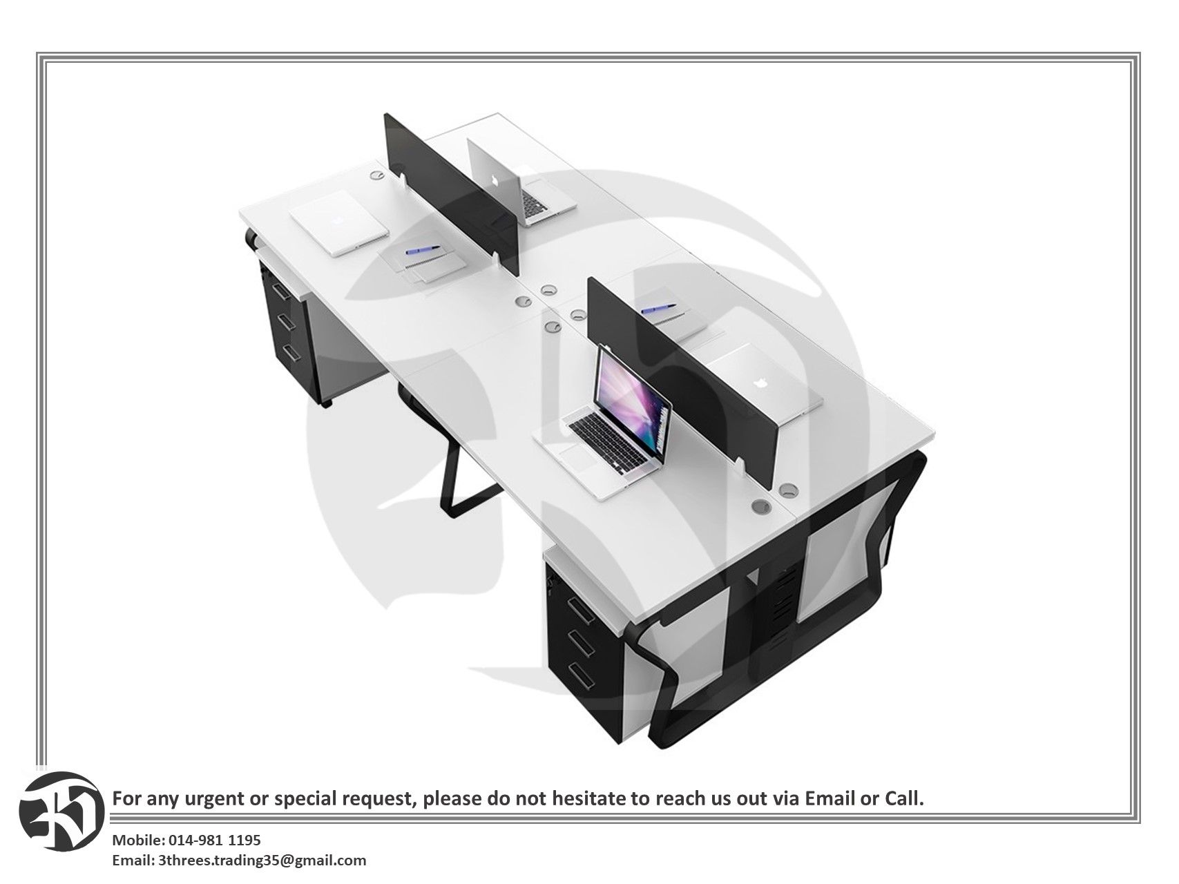 4-Person/2-Person Office Workstation Table and Cabinet Combination | Simple Modern Office Desk