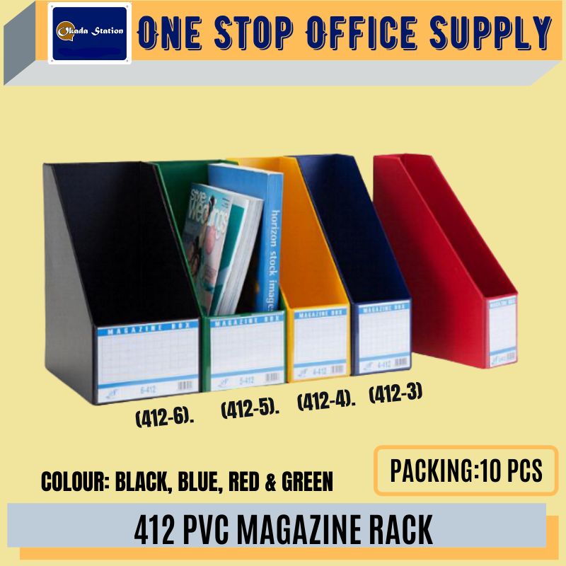 412 PVC MAGAZINE BOX FILE (3") (4') (5") (6") / MAGAZINE HOLDER / MAGAZINE FILE / BOX FILE / FILE / PVC MATERIAL