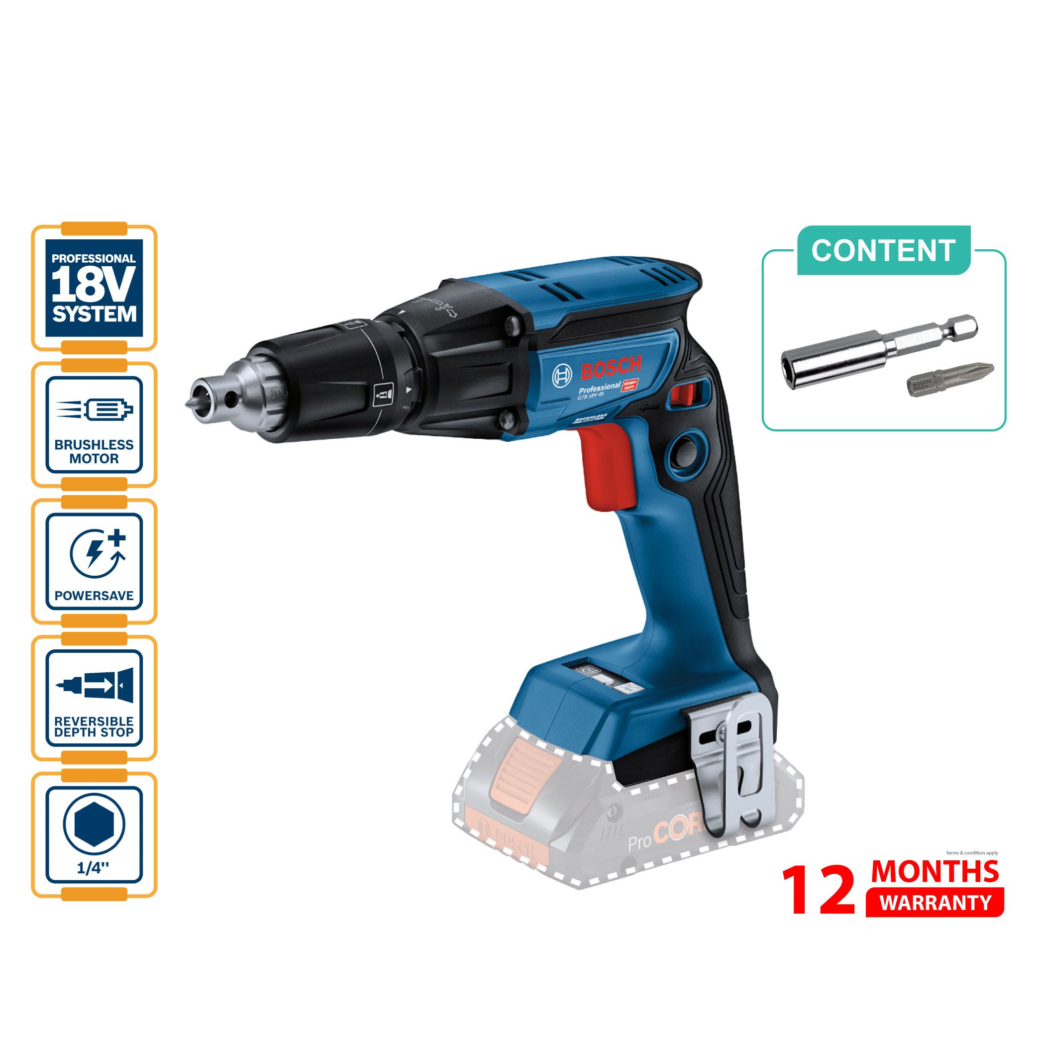 Bosch GTB 185-LI Cordless Drywall Screwdriver (Solo) - 06019K70L1