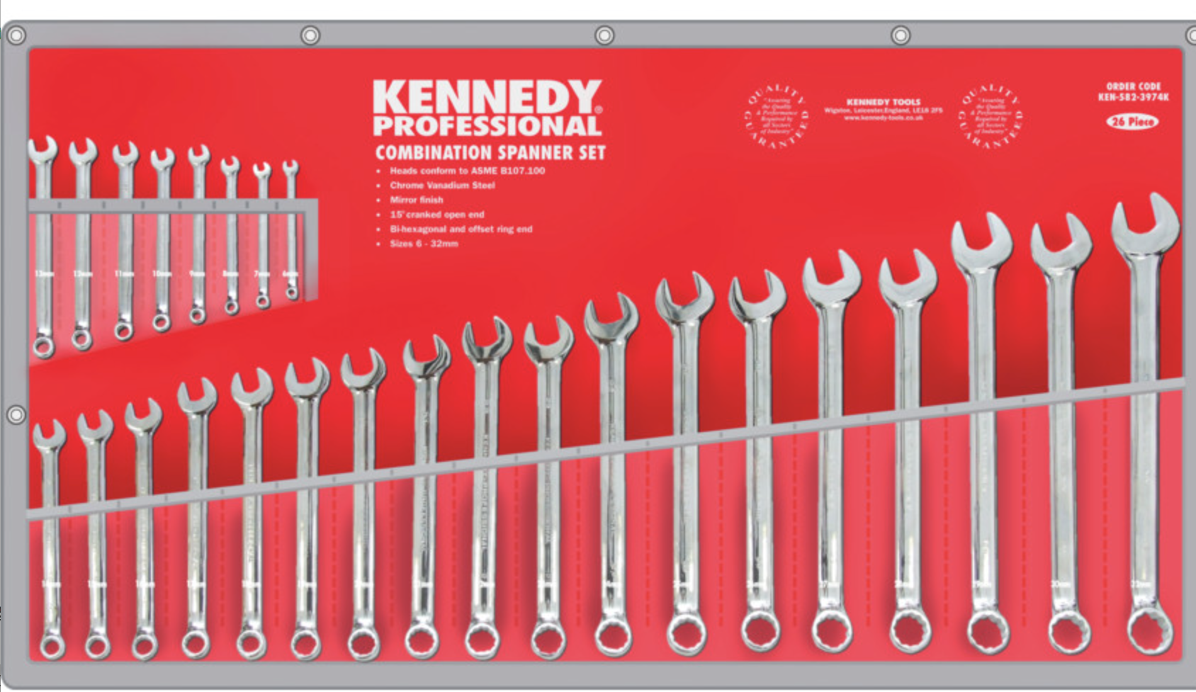 *KENNEDY KEN5823974K 6-32mm PRO. COMB. WRENCH SET 26-PCE