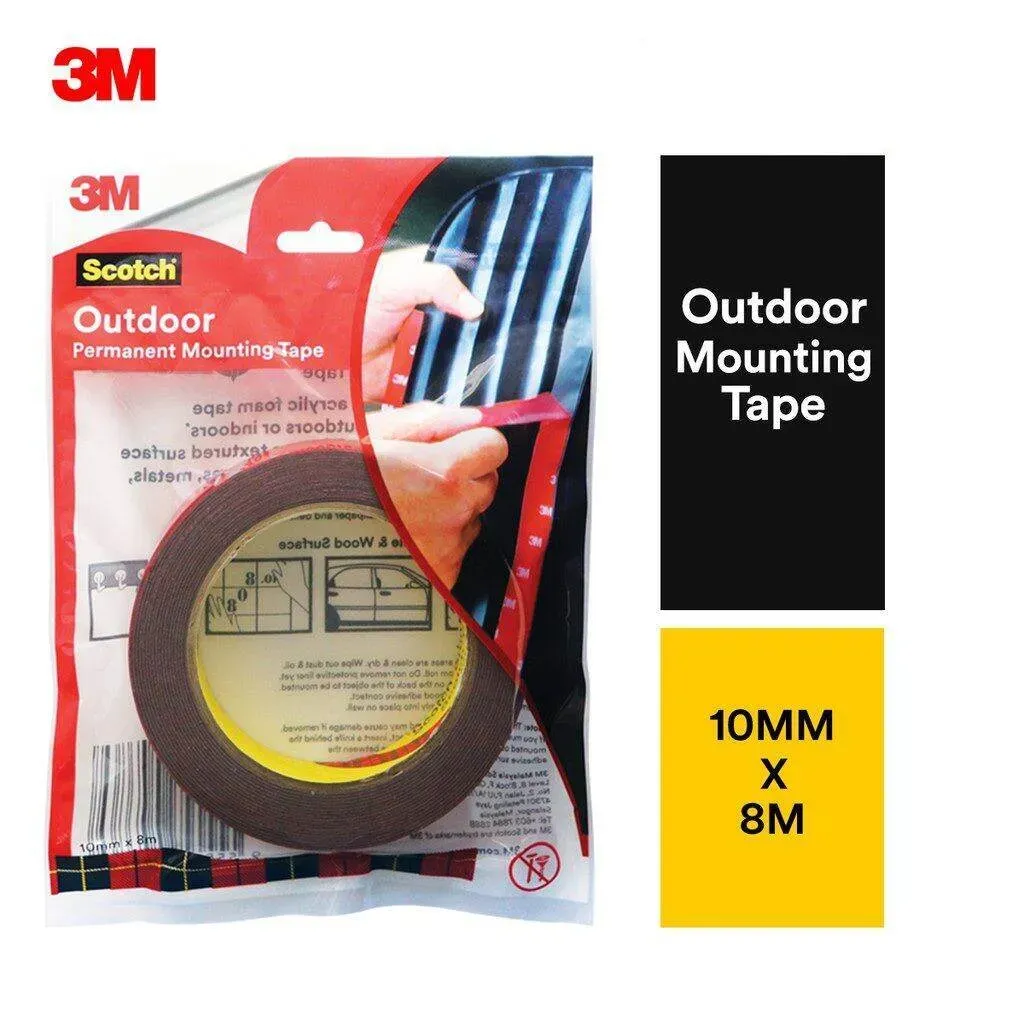 3M Scotch Outdoor Permanent Mounting Multipurpose Weather Resistant Double-sided tape 10mm x 8m (1pcs)